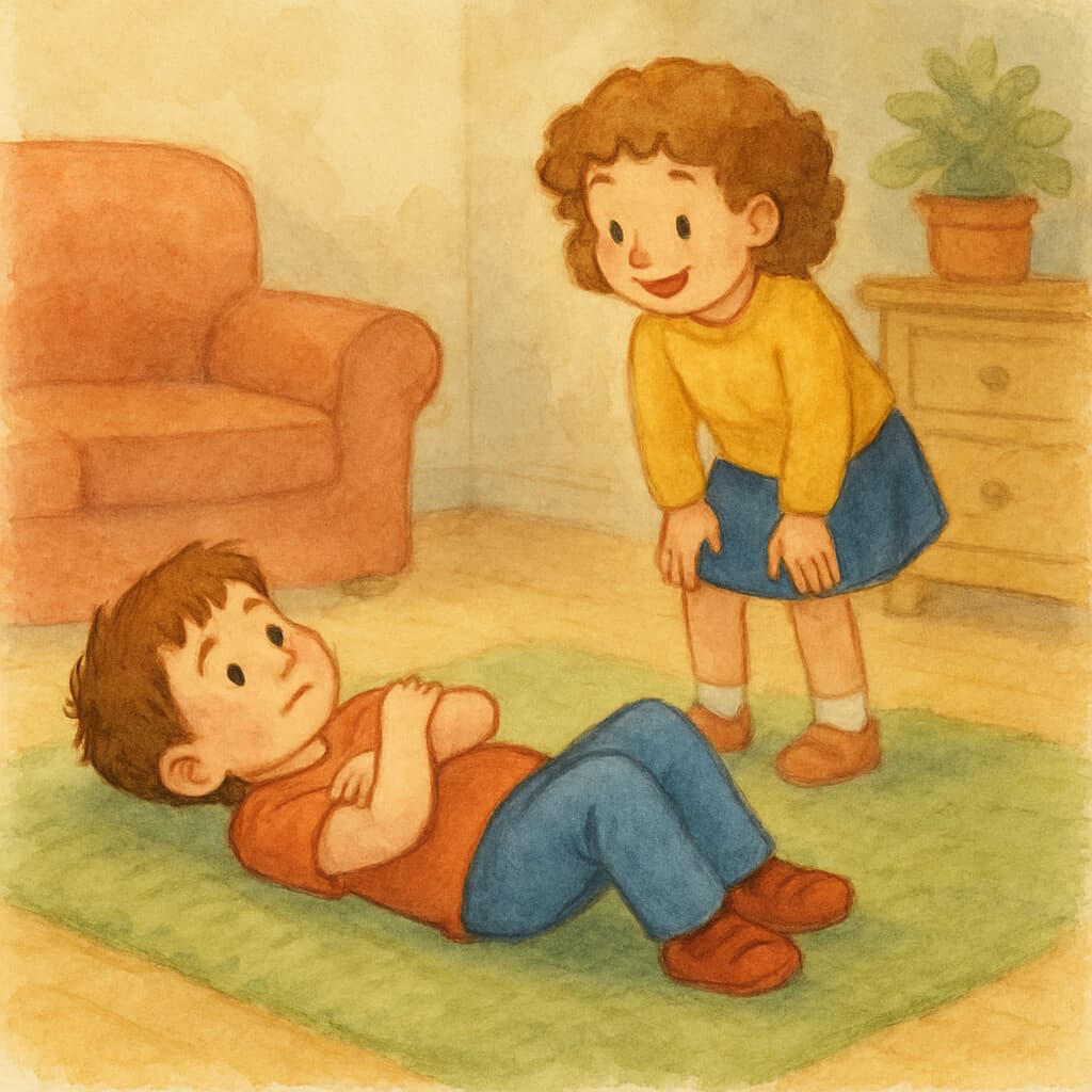 Dad playing with child on floor