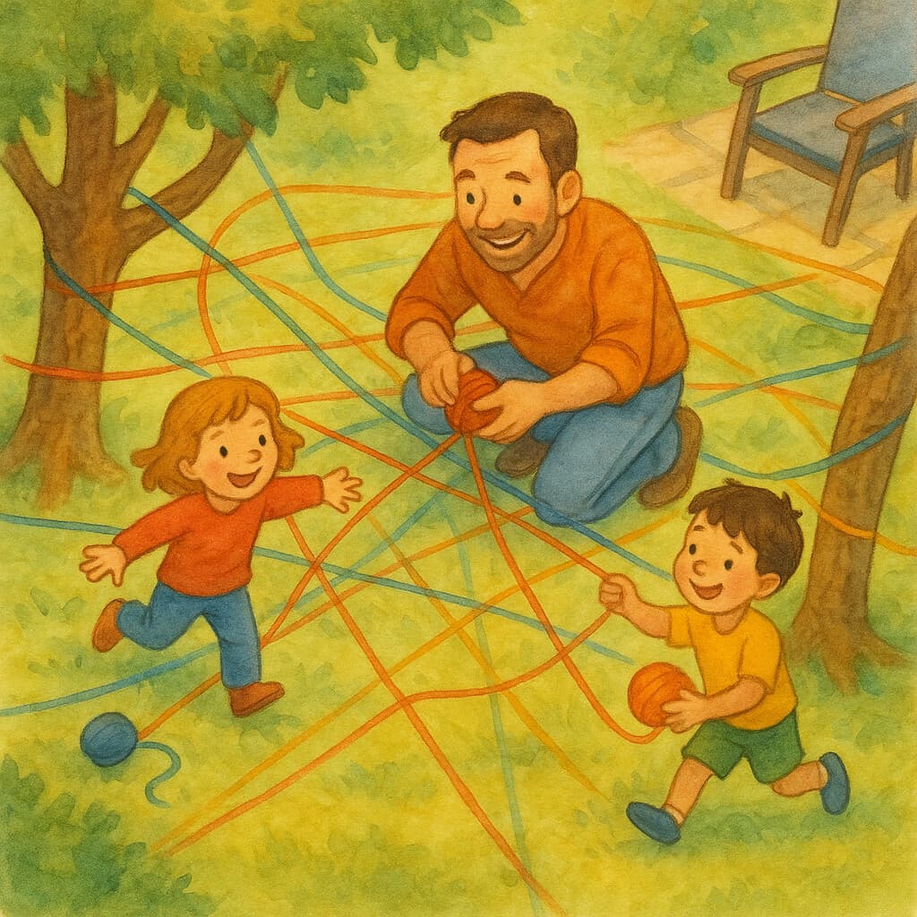 Creating a spider web with yarn