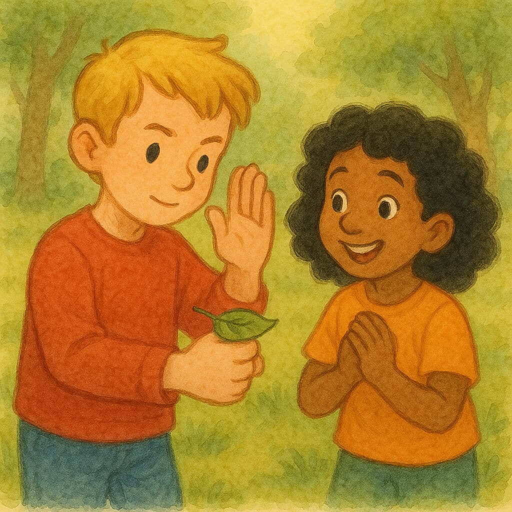 Dad and child playing with leaves